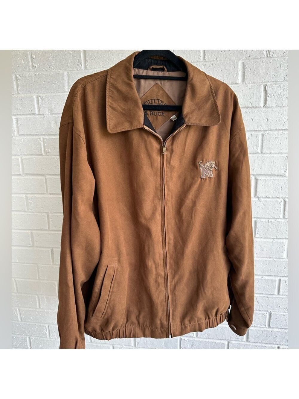 Cutter & Buck Memphis Tigers Brown Micro Suede Front Zip Bomber Jacket Men XXL